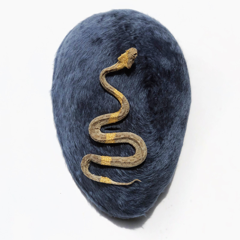 Melusine felt, snake, gold leaf